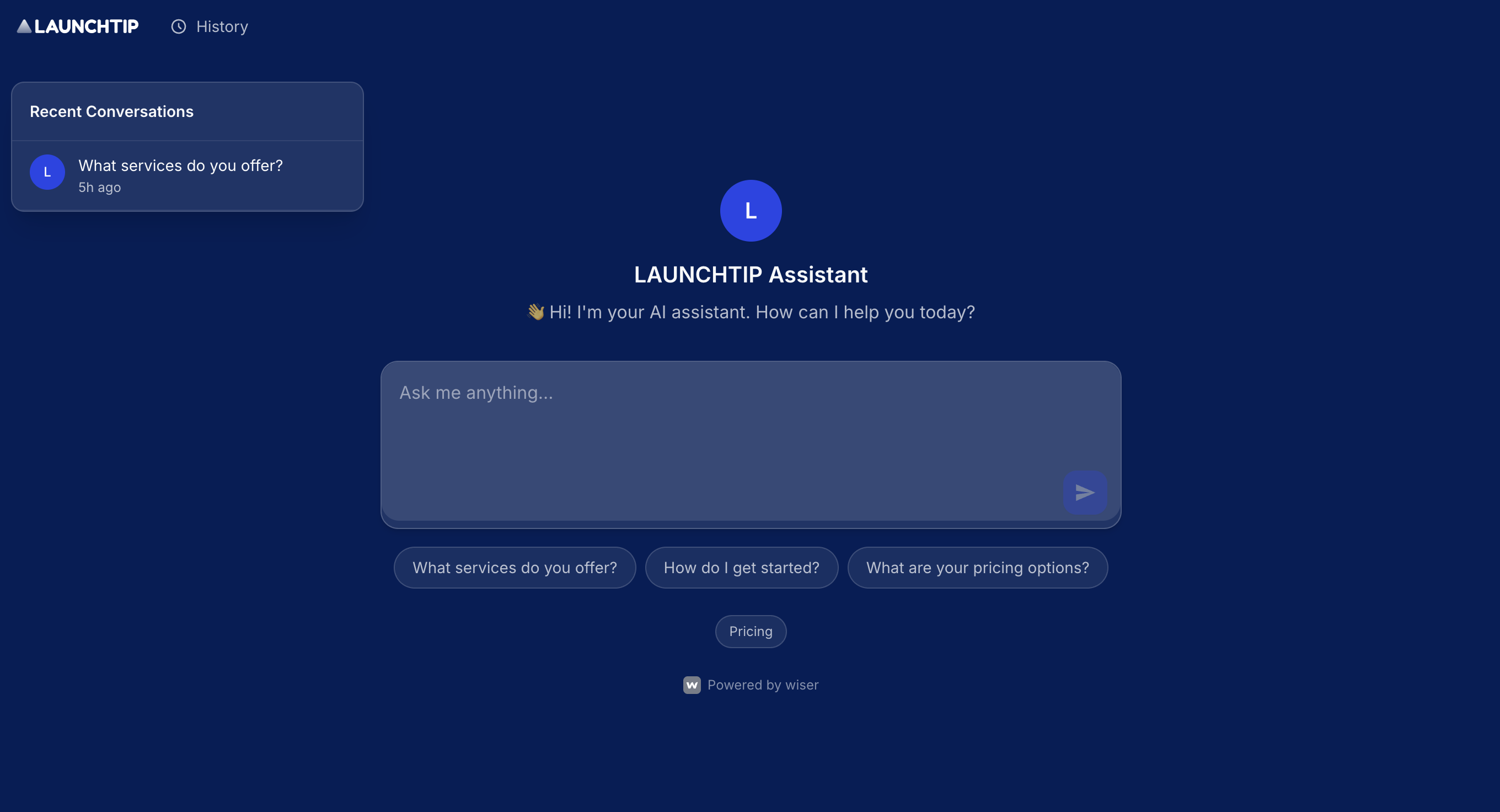 Branded chat page