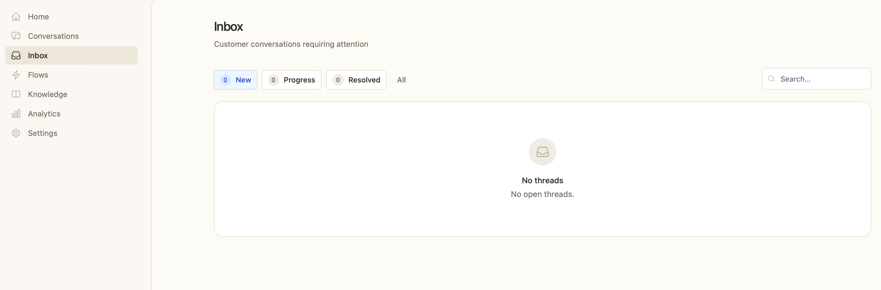 Support inbox for the Shopify chatbot